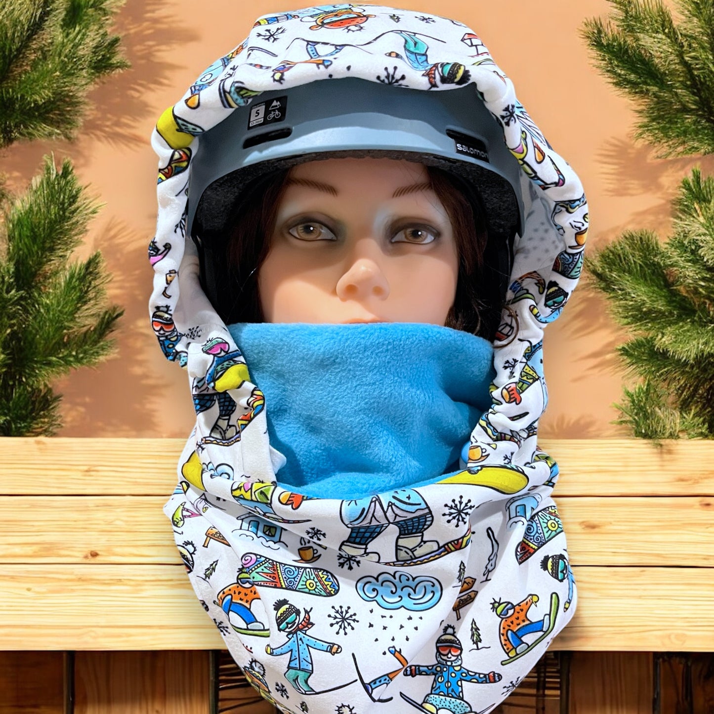 Child Snow Hood, Over the Helmet Hood, Helmet Hoodie, Hood Face Mask, Snowboard Fleece Hood, Plush Hood, Ski hood