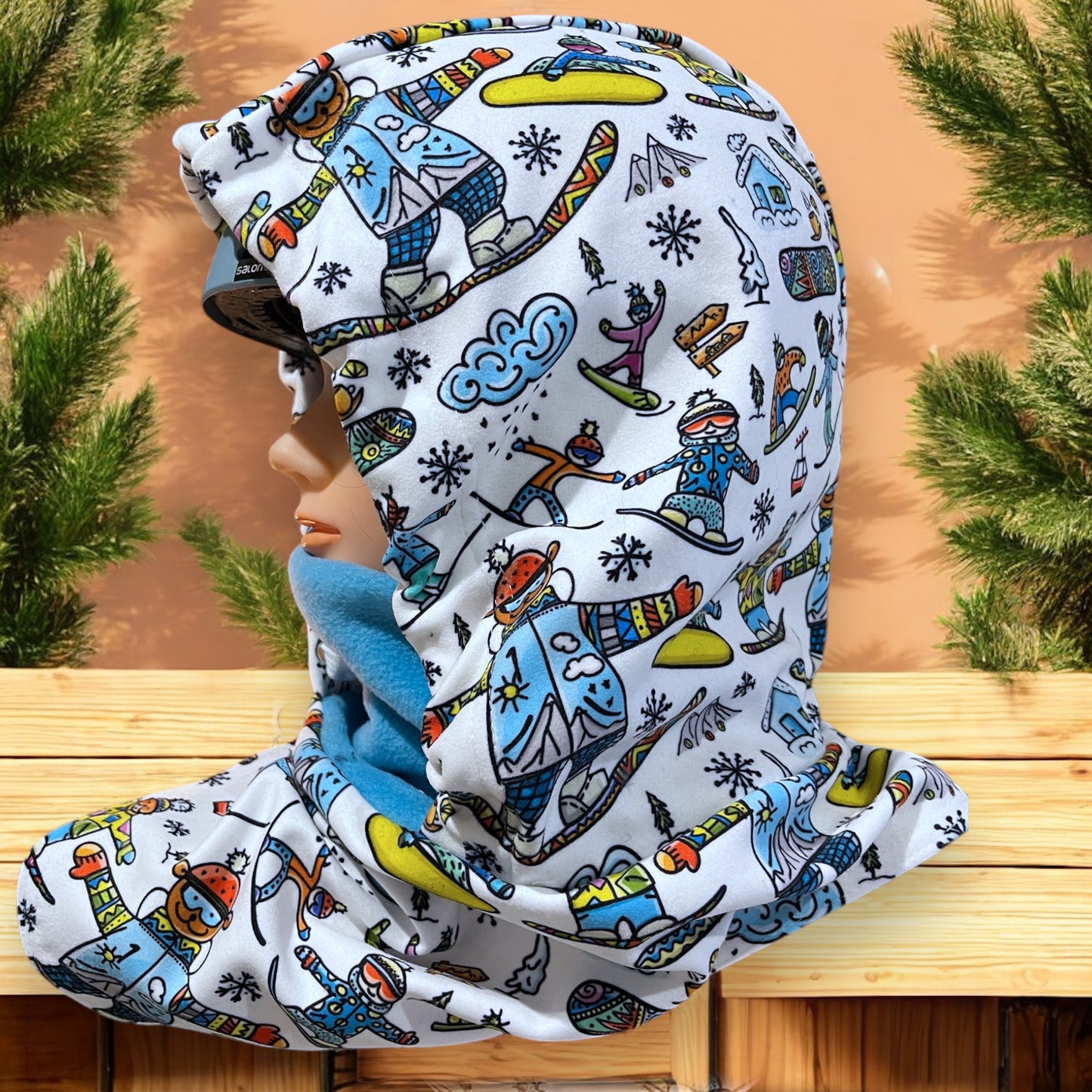 Child Snow Hood, Over the Helmet Hood, Helmet Hoodie, Hood Face Mask, Snowboard Fleece Hood, Plush Hood, Ski hood