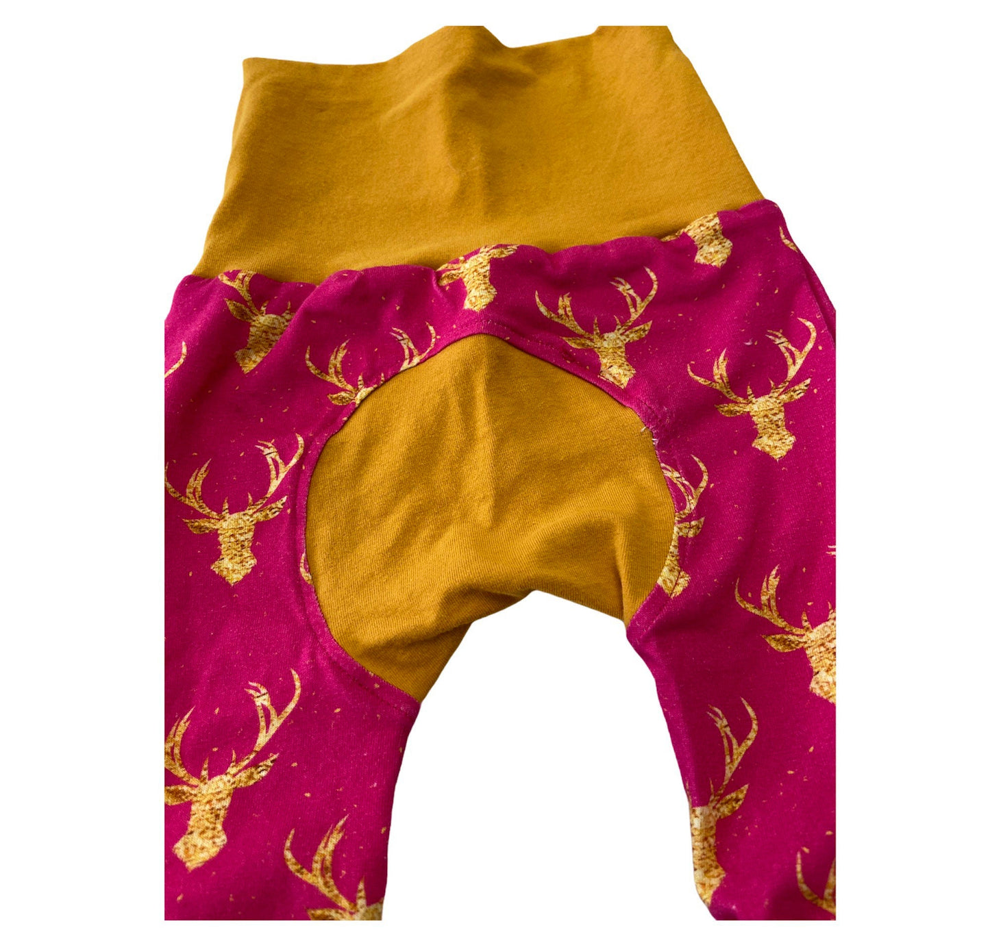 Grow with me pants, bum circle pants, baby pants, maxaloones, hunting print pants for girls