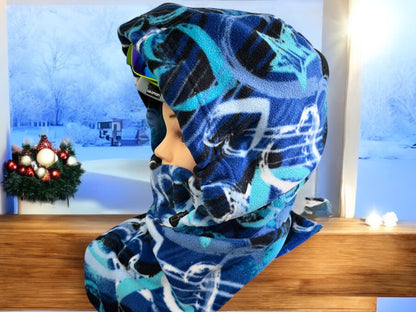 Child Snow Hood, Over the Helmet Hood, Helmet Hoodie, Hood Face Mask, Snowboard Fleece Hood, Plush Hood, Ski hood