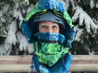 Adult Snow Hood, Over the Helmet Hood, Helmet Hoodie, Hood Face Mask, Snowboard Fleece Hood, Plaid Hood, Ski hood,