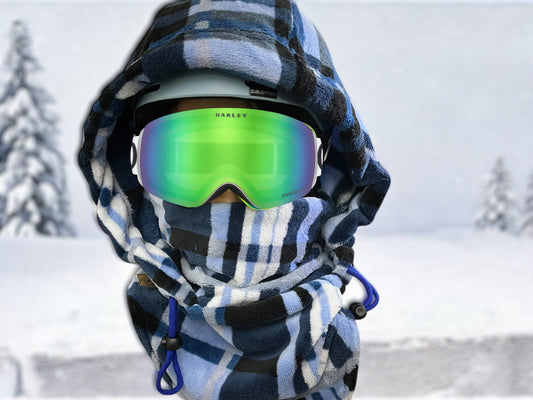 Adult Snow Hood, Over the Helmet Hood, Helmet Hoodie, Hood Face Mask, Snowboard Fleece Hood, Plaid Hood, Ski hood