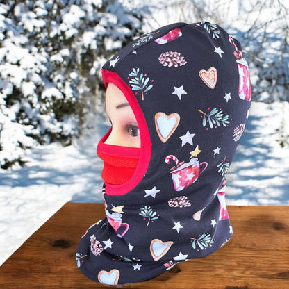 Child Balaclava, Fleece Hood, Winter Apparel, Hot Cocoa Balaclava