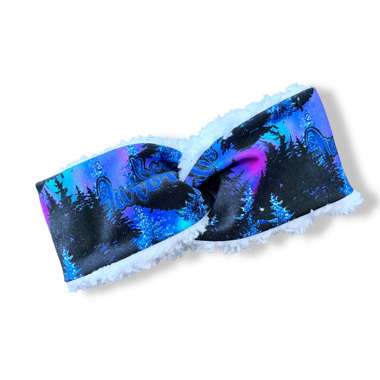Child Ear Warmers, Sherpa Headbands, Twist Headband, Northern Lights