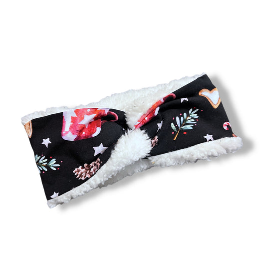 Child Ear Warmers, Sherpa Headbands, Twist Headband, Winter Hot Cocoa
