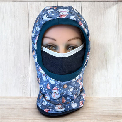 Child Balaclava, Fleece Hood, Winter Apparel, Snowman Balaclava