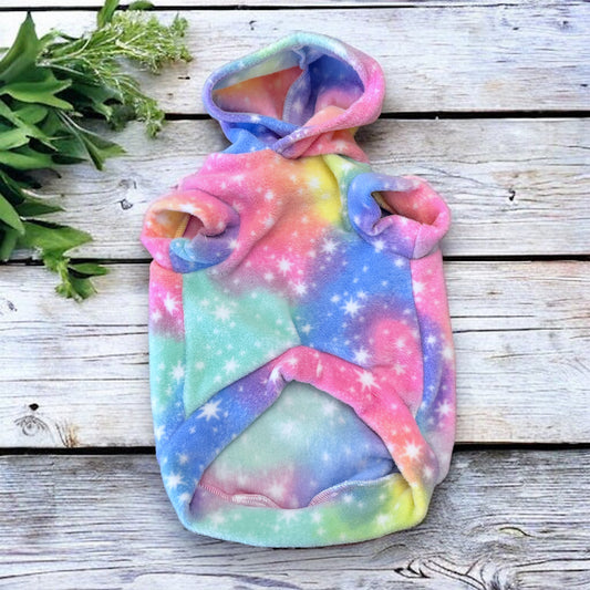 Small Cotton candy stars hoodie, Fleece Dog Hoodie,