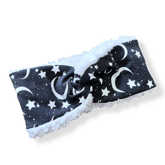 Child Ear Warmers, Sherpa Headbands, Twist Headband, Celestial