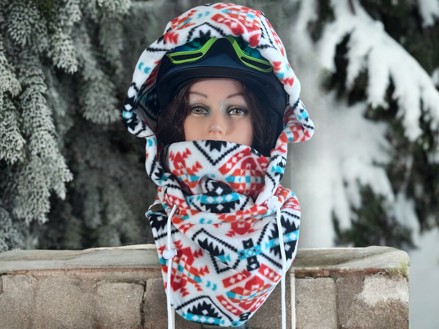 Snow Hood, Over the Helmet Hood, Helmet Hoodie, Hood Face Mask, Snowboard Fleece Hood, Plaid Hood, Ski hood