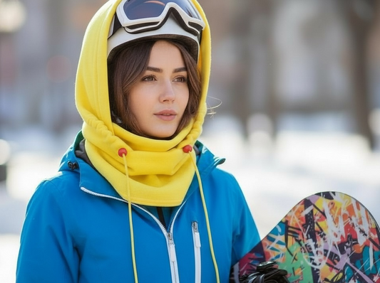Adult Snow Hood, Over the Helmet Hood, Helmet Hoodie, Hood Face Mask, Snowboard Fleece Hood, Yellow Hood, Ski hood,