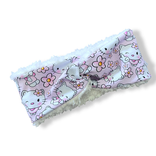 Child Ear Warmers, Sherpa Headbands, Twist Headband, Kitty