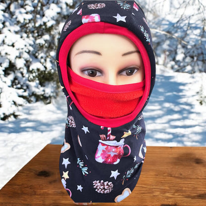 Child Balaclava, Fleece Hood, Winter Apparel, Hot Cocoa Balaclava