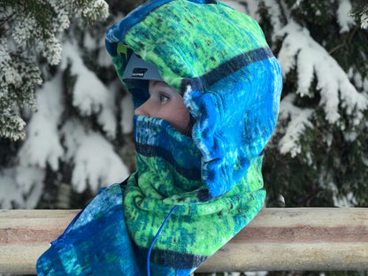 Adult Snow Hood, Over the Helmet Hood, Helmet Hoodie, Hood Face Mask, Snowboard Fleece Hood, Plaid Hood, Ski hood,