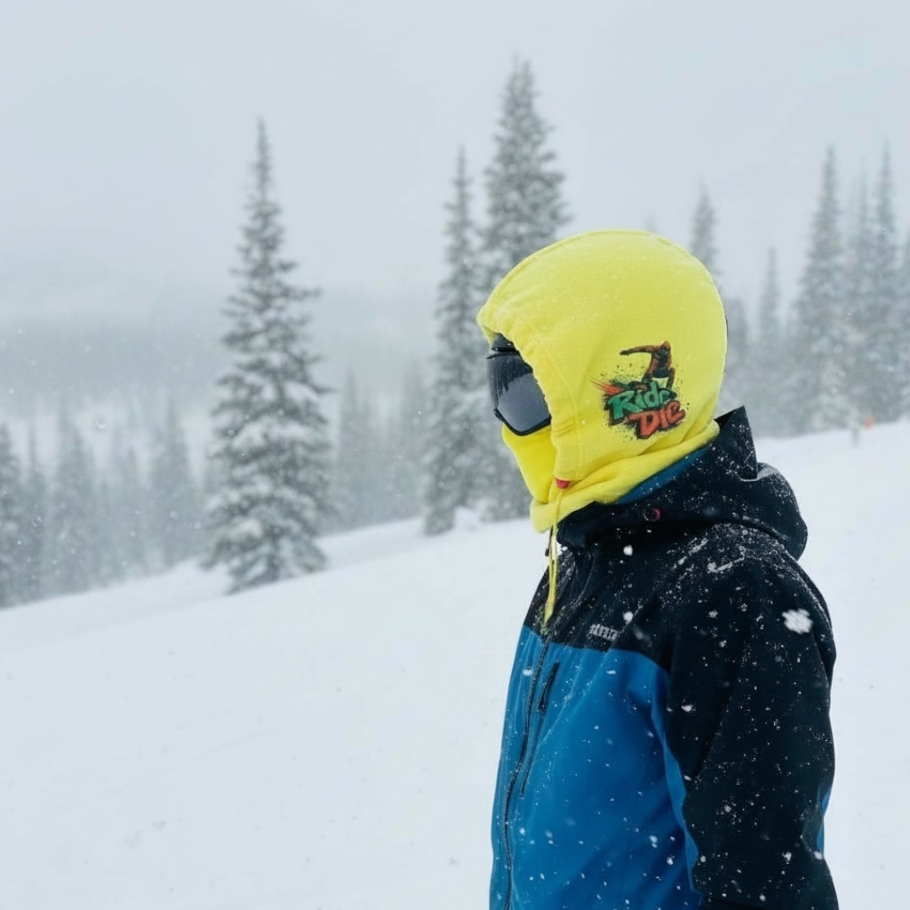 Adult Snow Hood, Over the Helmet Hood, Helmet Hoodie, Hood Face Mask, Snowboard Fleece Hood, Yellow Hood, Ski hood,