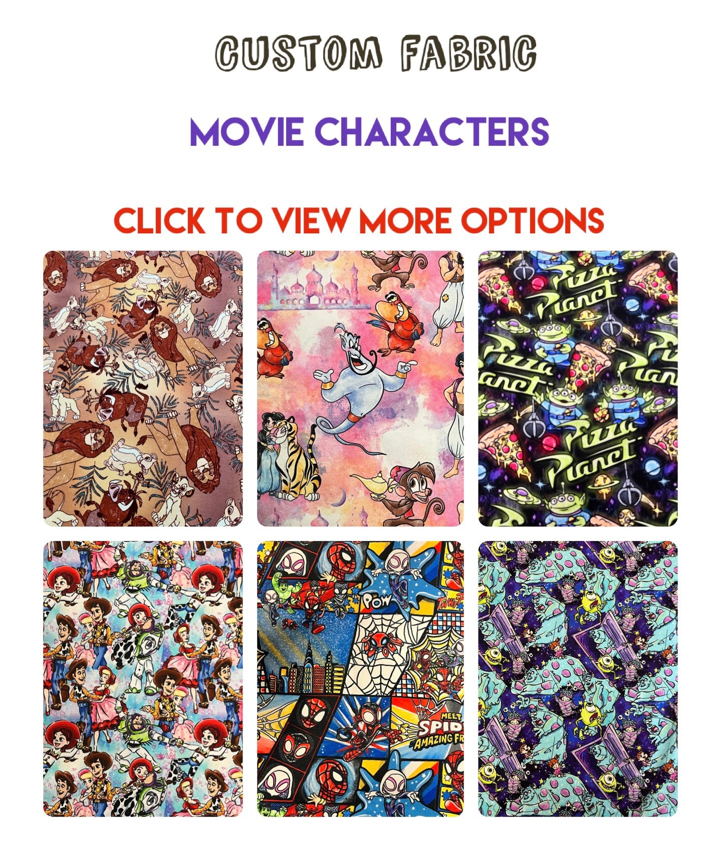 Custom Fabric - MOVIE CHARACTERS