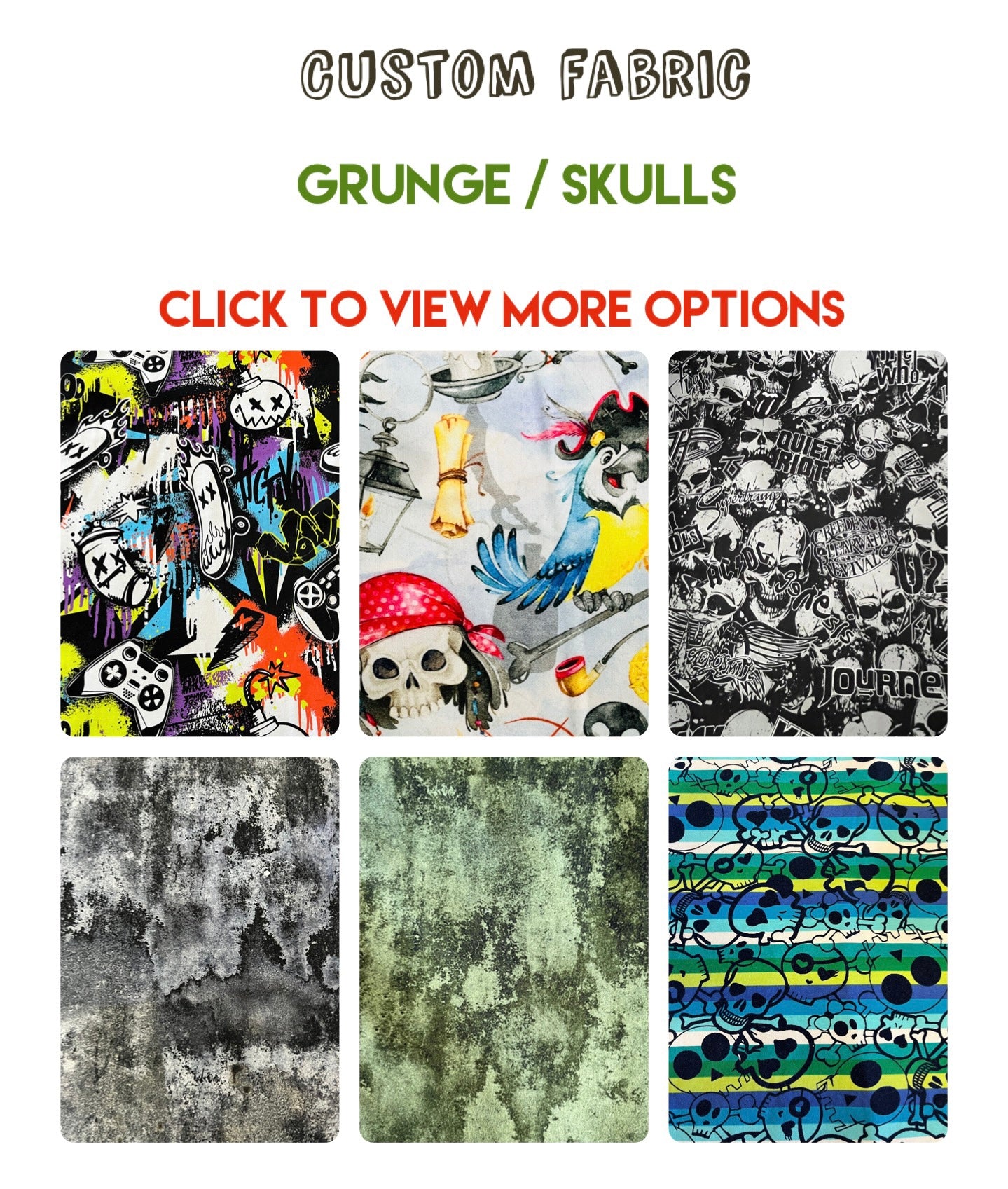 Custom Fabric - SKULLS / GRUNGE