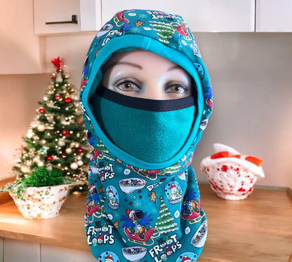 Child Balaclava, Fleece Hood, Winter Apparel, Christmas Cereal Balaclava