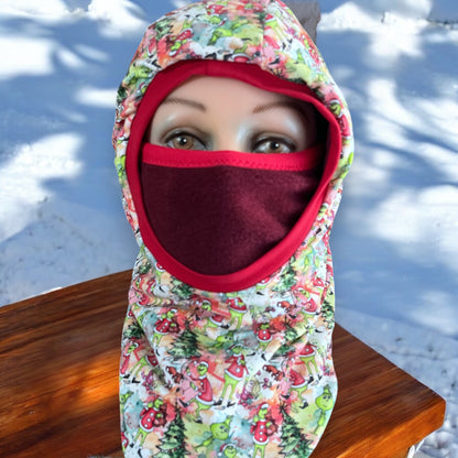 Child Balaclava, Fleece Hood, Winter Apparel, Christmas Balaclava