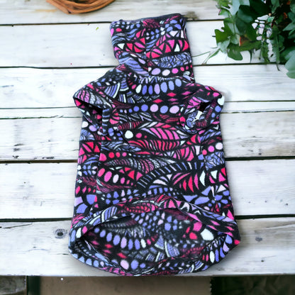 Large Purple Abstract Fleece Dog Vest,