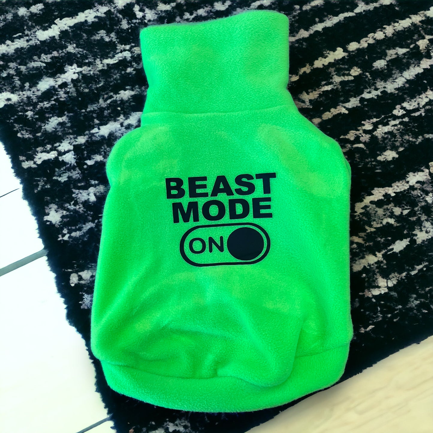 Medium Neon Green Beast Mode Fleece Dog Vest,