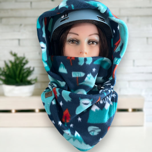 Snow Hood, Over the Helmet Hood, Helmet Hoodie, Hood Face Mask, Snowboard Fleece Hood