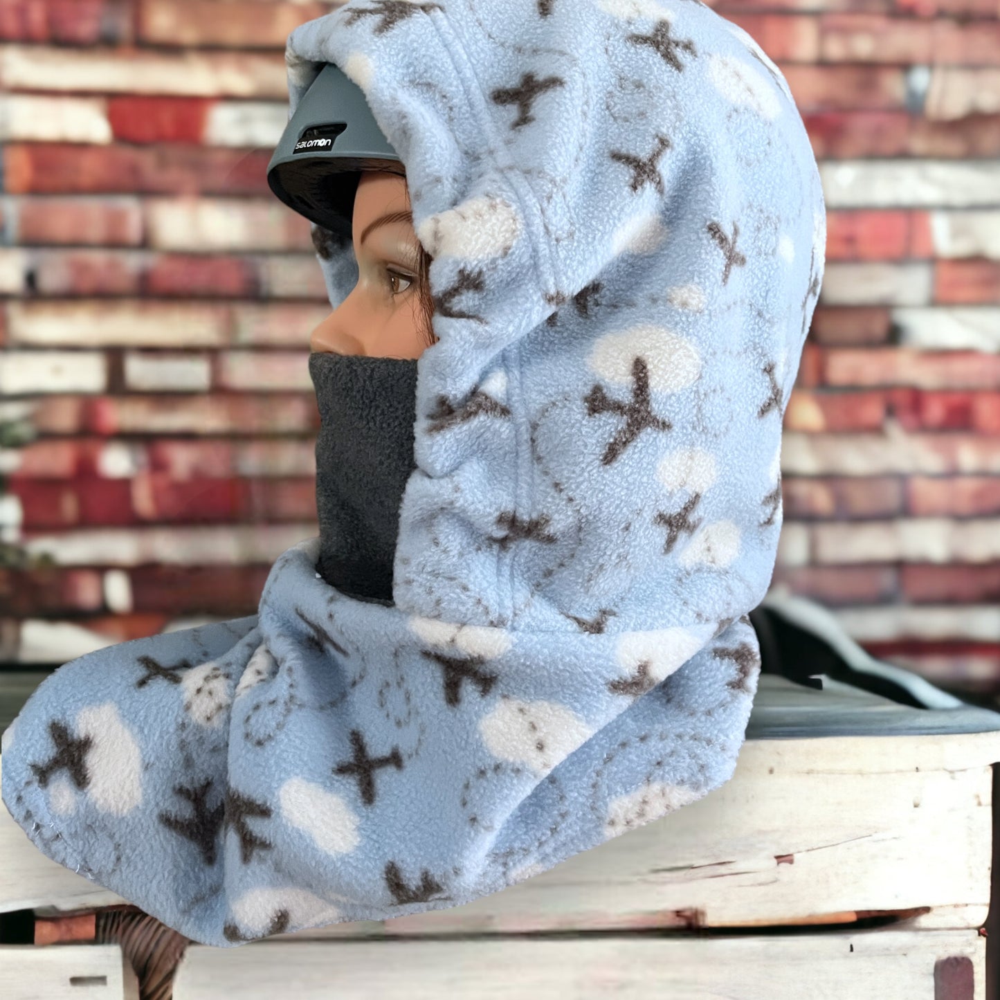 Child Snow Hood, Over the Helmet Hood, Helmet Hoodie, Hood Face Mask, Snowboard Fleece Hood