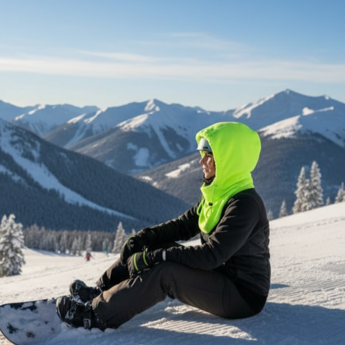 Adult Snow Hood, Over the Helmet Hood, Helmet Hoodie, Hood Face Mask, Snowboard Fleece Hood, Neon Green Hood, Ski hood