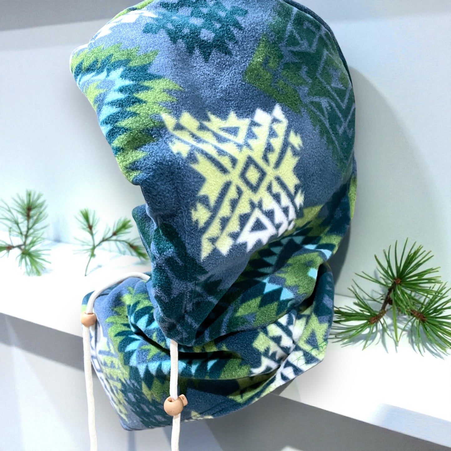 Adult Snow Hood, Over the Helmet Hood, Helmet Hoodie, Hood Face Mask, Snowboard Fleece Hood,Green Hood, Ski hood