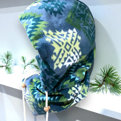 Adult Snow Hood, Over the Helmet Hood, Helmet Hoodie, Hood Face Mask, Snowboard Fleece Hood,Green Hood, Ski hood