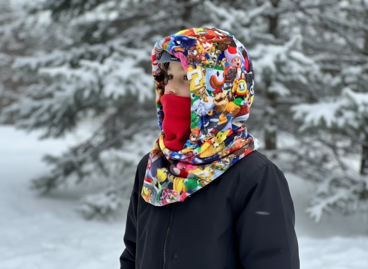 Child Snow Hood, Over the Helmet Hood, Helmet Hoodie, Hood Face Mask, Snowboard Fleece Hood, Gaming Hood, Ski hood,