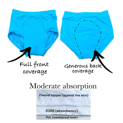 Custom Mens Incontinence Underwear, High Rise Briefs, Adult Absorbent Briefs