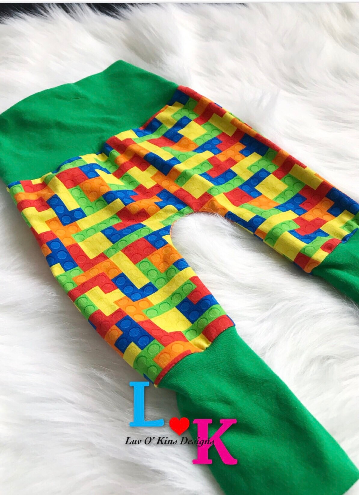 Grow with me pants, bum circle pants, newborn pants, maxaloones, lego pants, space pants