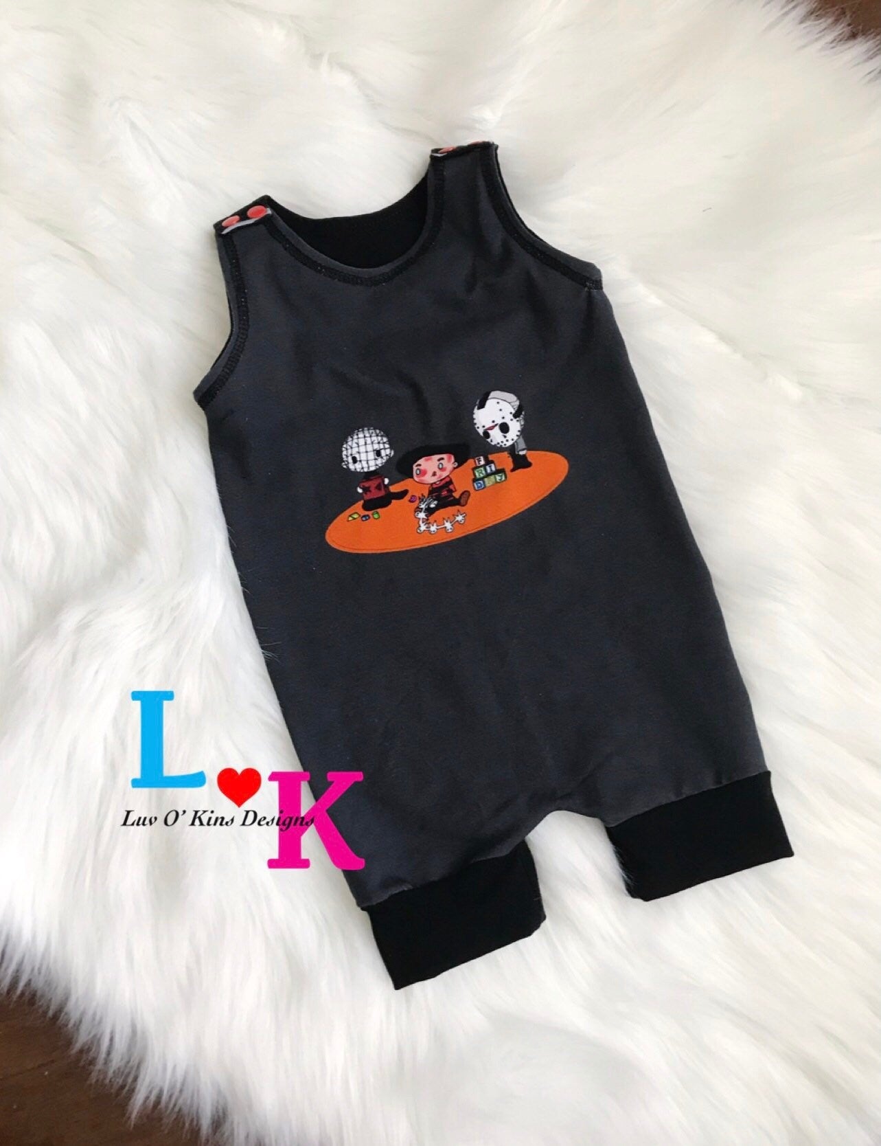 Baby romper, custom romper, kids clothes, baby clothes, freddy krueger, halloween outfit, 18 month romper