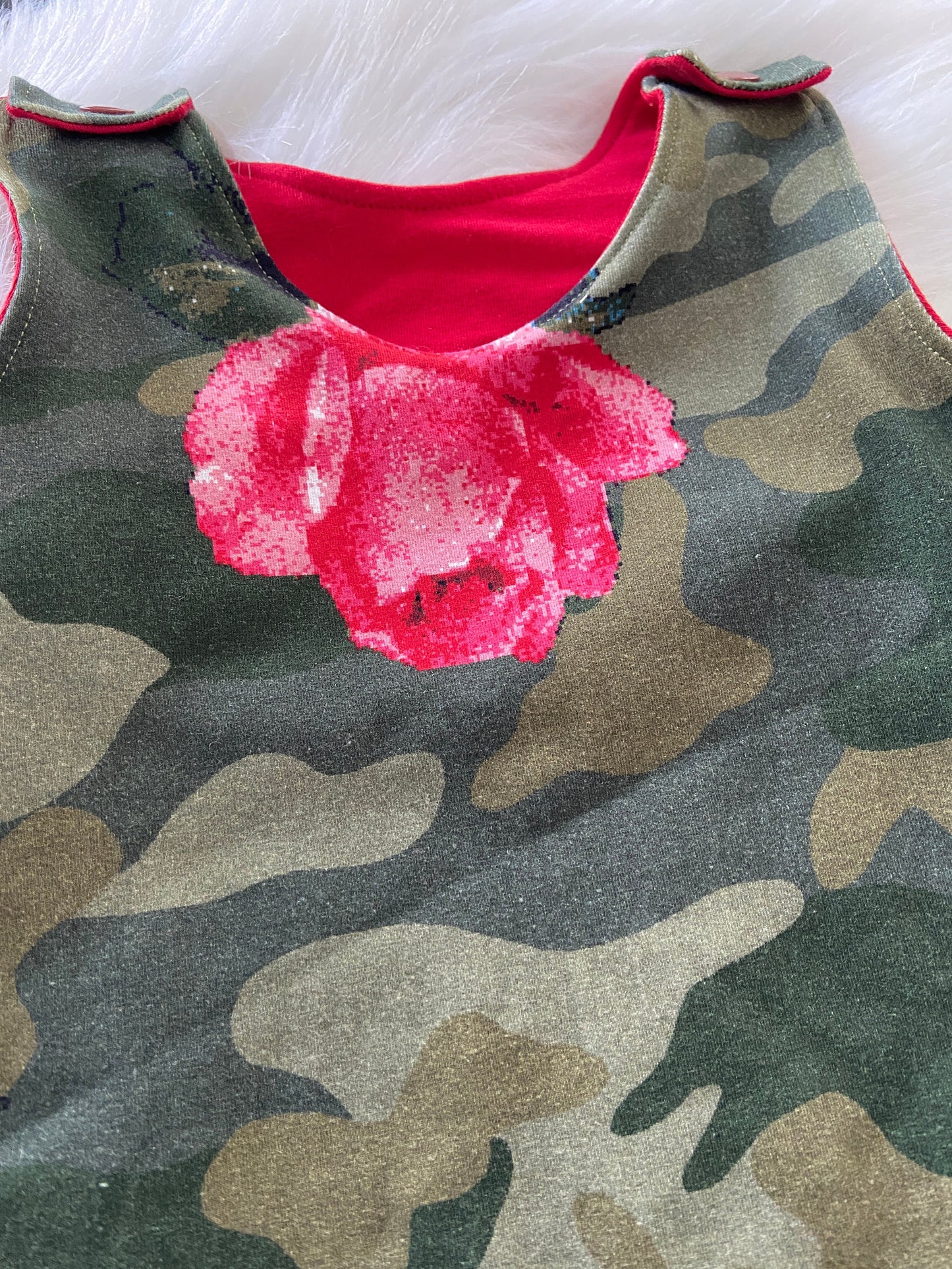 Baby romper, custom romper, kids clothes, baby clothes, camo rose outfit, 2T romper