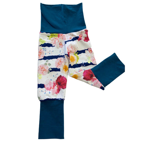 Grow with me pants, halla joggers, baby pants, baby jogging pants, floral pants